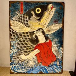 Cuadro de madera Koi