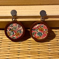 Pendientes Aki – Yuzen Washi y madera