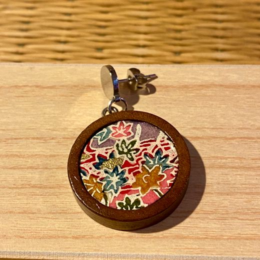 Pendientes Aki – Yuzen Washi y madera