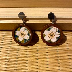 Pendientes Sakura – Yuzen Washi y madera