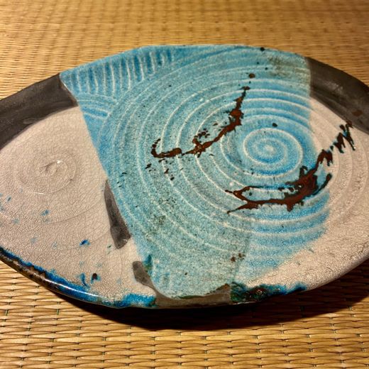 Plato de Raku azul